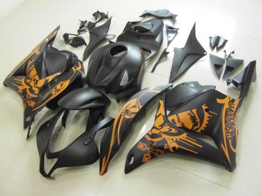 Carénage CBR 600 RR 09-12 - Noir Mat Orange Décalque