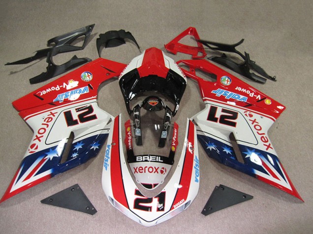 Carénage Ducati 1098 07-14 - Rouge Blanc Breil Xerox 21