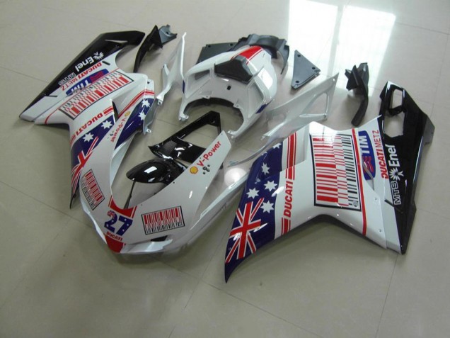 Carénage Ducati 848 1098 1198 07-14 - Blanc Bleu Rouge Carénage Ducati 848 1098 1198 07-14 - Blanc Bleu Rouge