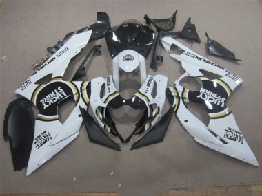 Carénage GSXR 1000 K5 05-06 - Blanc Lucky Strike Noir Motul