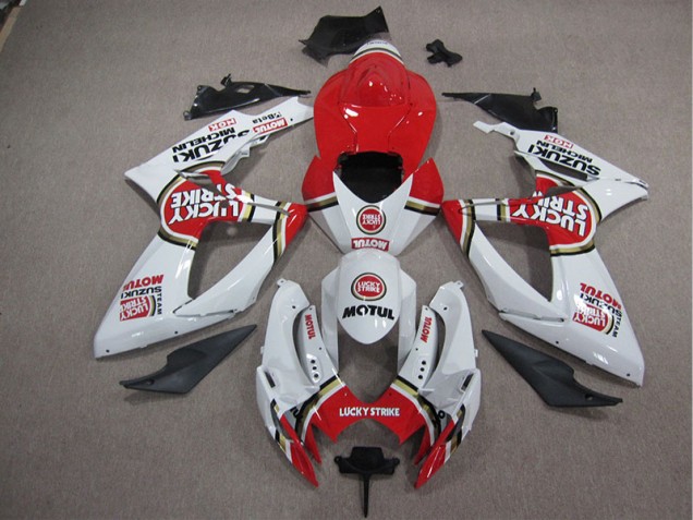 Carénage GSXR 1000 K5 05-06 - Blanc Lucky Strike Rouge Motul