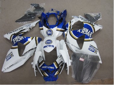 Carénage GSXR 1000 K9 09-16 - Blanc Lucky Strike Bleu Motul
