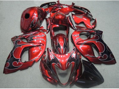 Carénage GSXR 1300 Hayabusa 96-07 - Rouge avec Noir Flamme