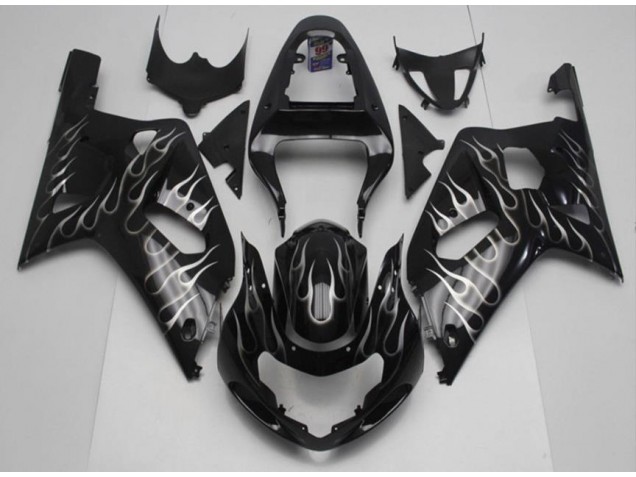 Carénage GSXR 600 / 750 K1 K2 K3 01-03 - Noir Blanc Flamme