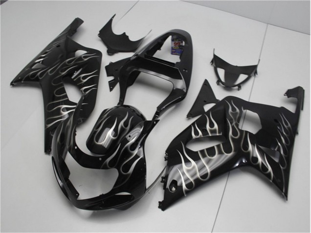 Carénage GSXR 600 / 750 K1 K2 K3 01-03 - Noir Blanc Flamme