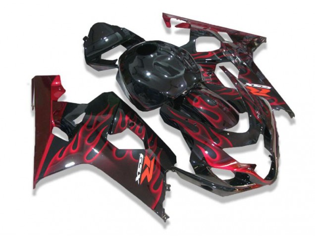 Carénage GSXR 600 / 750 K4 04-05 - Noir Rouge Flamme Carénage GSXR 600 / 750 K4 04-05 - Noir Rouge Flamme