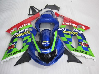 Carénage GSXR 600 K1 K2 K3 01-03 - Bleu Vert Rouge Telefumia Movistar