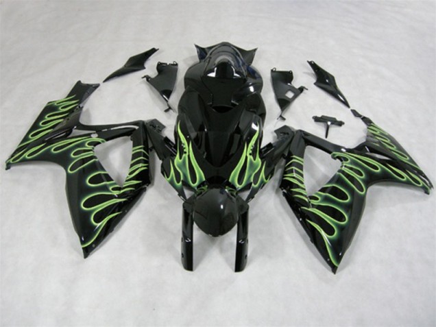 Carénage GSXR 600 K6 06-07 - Noir Vert Flamme Carénage GSXR 600 K6 06-07 - Noir Vert Flamme