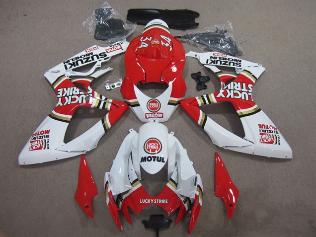 Carénage GSXR 600 K6 06-07 - Rouge Blanc Lucky Strike Motul Carénage GSXR 600 K6 06-07 - Rouge Blanc Lucky Strike Motul