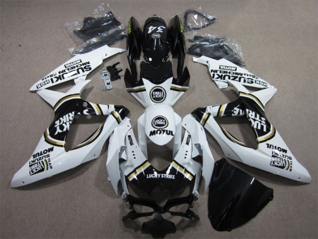 Carénage GSXR 600 K8 08-10 - Blanc Lucky Strike Noir Motul