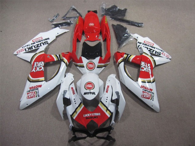 Carénage GSXR 600 K8 08-10 - Blanc Lucky Strike Rouge Motul Carénage GSXR 600 K8 08-10 - Blanc Lucky Strike Rouge Motul