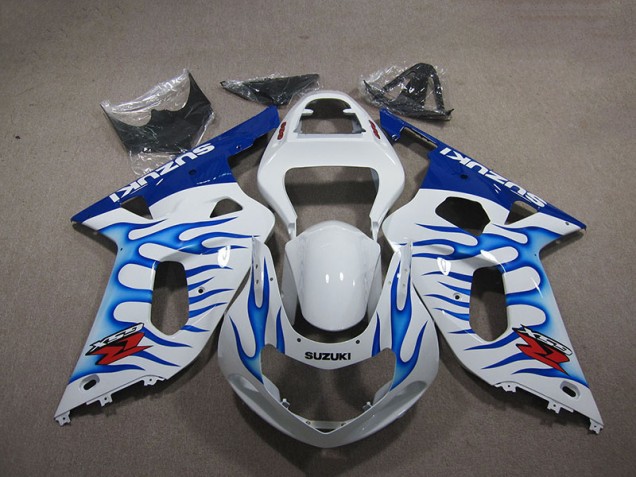 Carénage GSXR 750 K1 K2 K3 01-03 - Blanc Bleu Flamme
