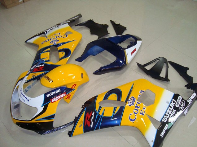 Carénage GSXR 750 K1 K2 K3 01-03 - Jaune Bleu Corona Extra Motul Carénage GSXR 750 K1 K2 K3 01-03 - Jaune Bleu Corona Extra Motul