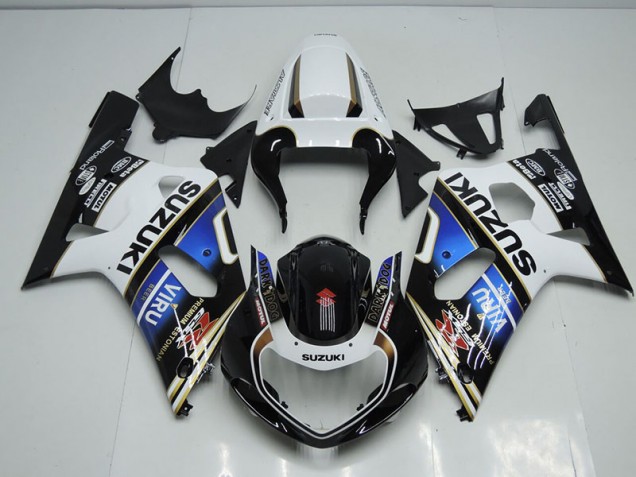 Carénage GSXR 750 K1 K2 K3 01-03 - Noir Blanc Bleu Viru Carénage GSXR 750 K1 K2 K3 01-03 - Noir Blanc Bleu Viru