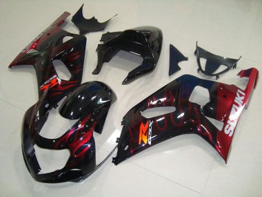 Carénage GSXR 750 K1 K2 K3 01-03 - Noir Rouge Flamme