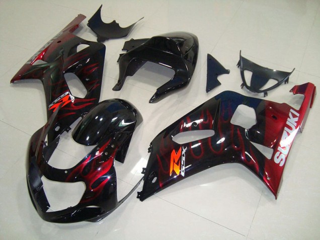 Carénage GSXR 750 K1 K2 K3 01-03 - Noir Rouge Flamme Carénage GSXR 750 K1 K2 K3 01-03 - Noir Rouge Flamme