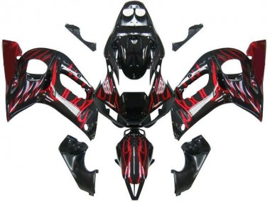 Carénage R6 98-02 - Noir Rouge Flamme