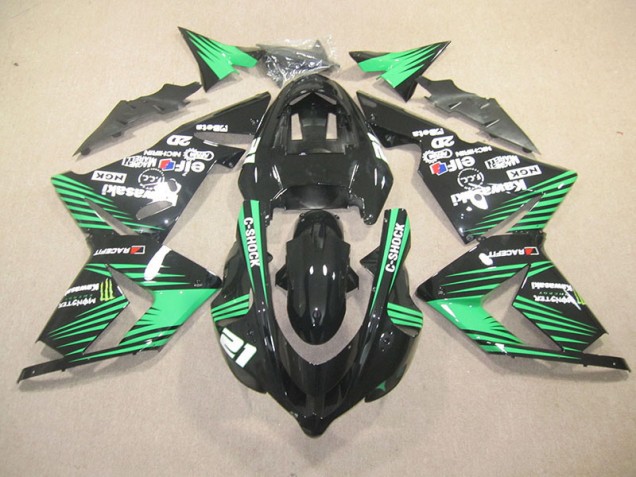 Carénage ZX10R 03-05 - Noir Vert C-Shock Monster