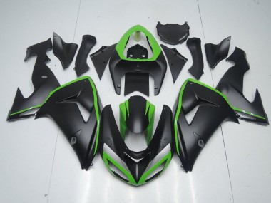 Carénage ZX10R 06-07 - Noir Mat avec Ligne Verte
