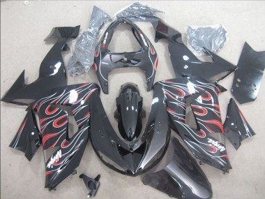 Carénage ZX10R 06-07 - Noir Rouge Blanc Flamme Ninja