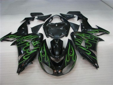 Carénage ZX10R 06-07 - Noir Vert Flamme