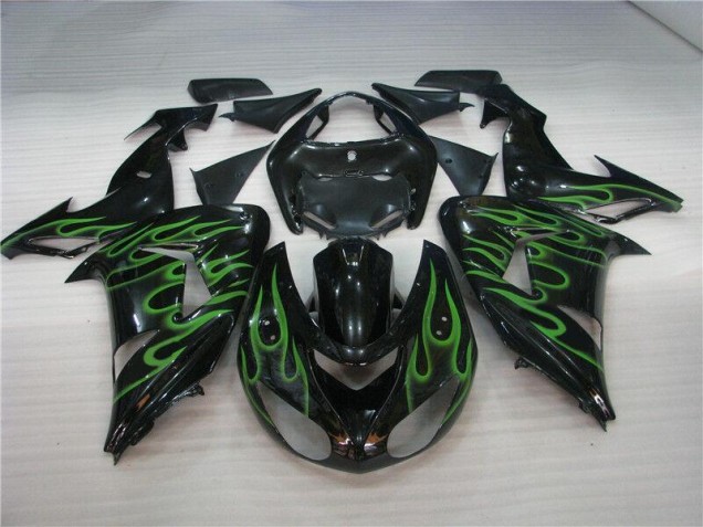Carénage ZX10R 06-07 - Noir Vert Flamme