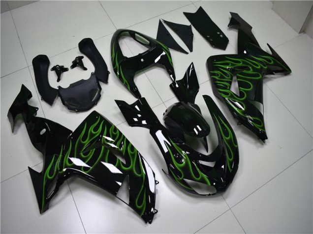 Carénage ZX10R 06-07 - Noir Vert Flamme