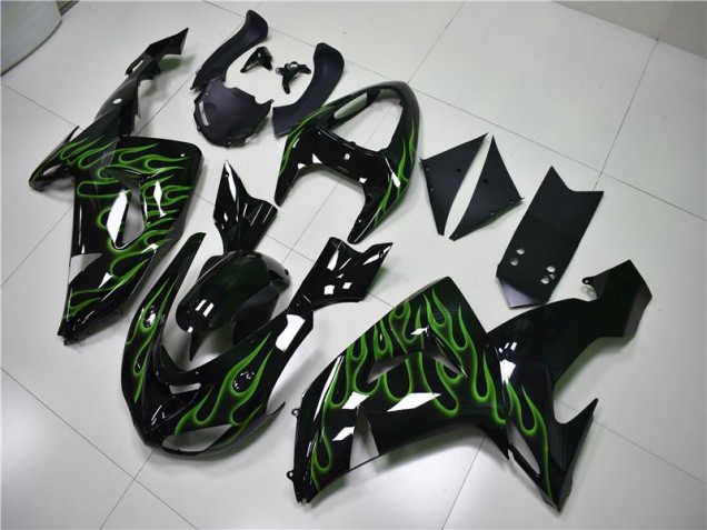 Carénage ZX10R 06-07 - Noir Vert Flamme