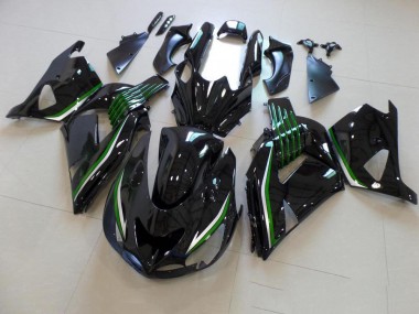 Carénage ZX14R ZZR 1400 06-11 - Noir Brillant avec Ligne Verte