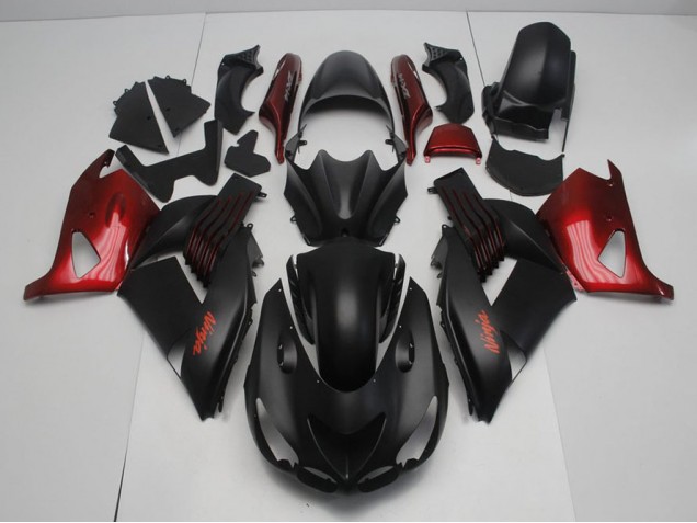 Carénage ZX14R ZZR 1400 06-11 - Noir Mat et Rouge Carénage ZX14R ZZR 1400 06-11 - Noir Mat et Rouge