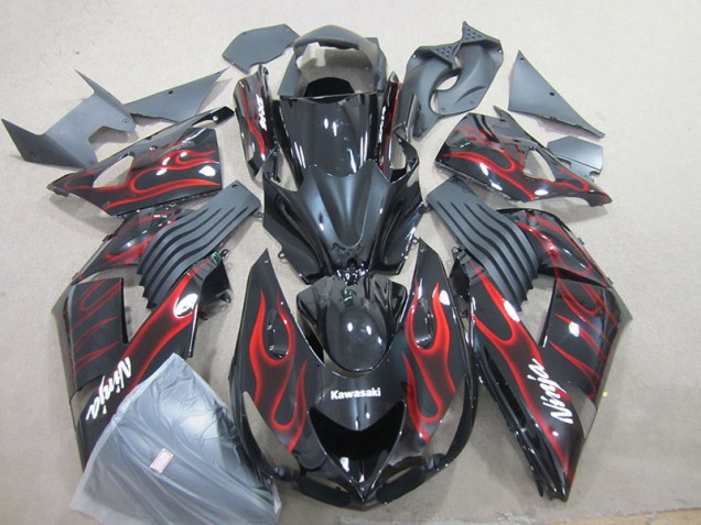 Carénage ZX14R ZZR 1400 06-11 - Noir Rouge Flamme Ninja Carénage ZX14R ZZR 1400 06-11 - Noir Rouge Flamme Ninja