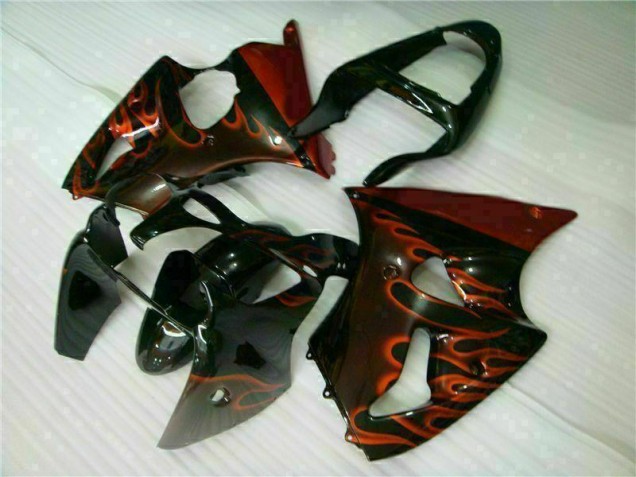 Carénage ZX6R 00-02 - Noir Rouge Flamme Carénage ZX6R 00-02 - Noir Rouge Flamme