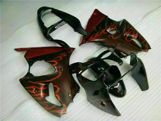 Carénage ZX6R 00-02 - Noir Rouge Flamme Carénage ZX6R 00-02 - Noir Rouge Flamme
