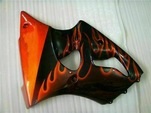 Carénage ZX6R 00-02 - Noir Rouge Flamme Carénage ZX6R 00-02 - Noir Rouge Flamme