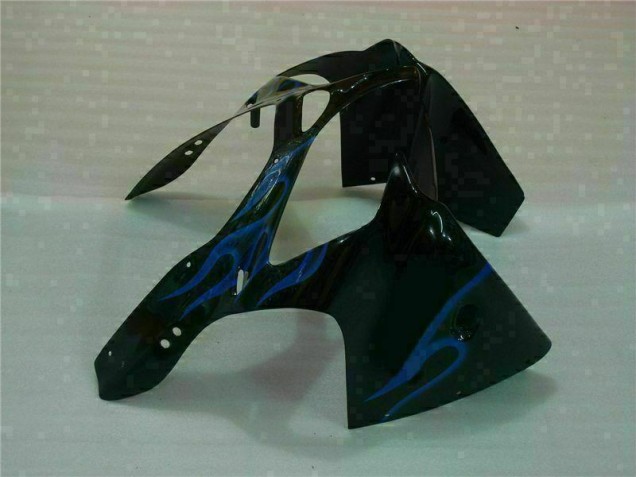 Carénage ZX6R 00-02 - Noir avec Bleu Flamme