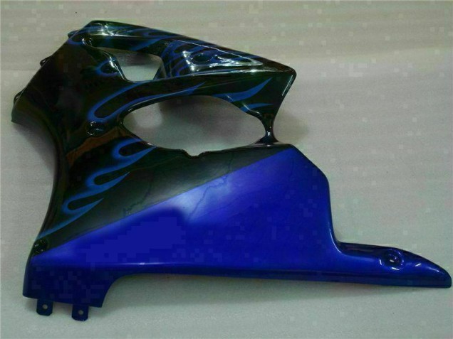 Carénage ZX6R 00-02 - Noir avec Bleu Flamme