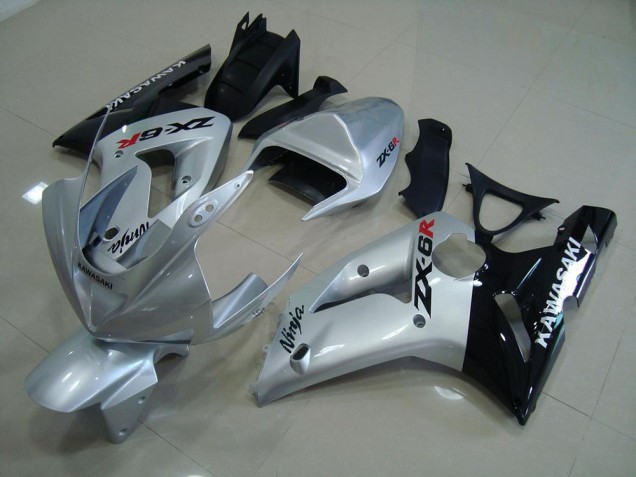 Carénage ZX6R 03-04 - Argent Noir Carénage ZX6R 03-04 - Argent Noir