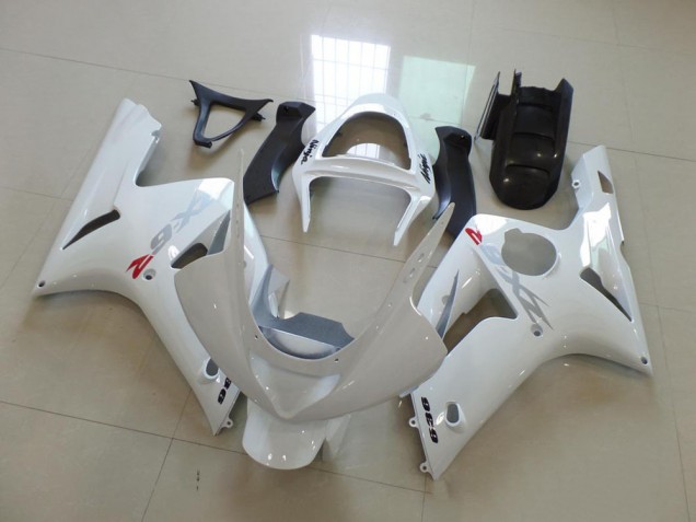 Carénage ZX6R 03-04 - Blanc avec Argent Décalque