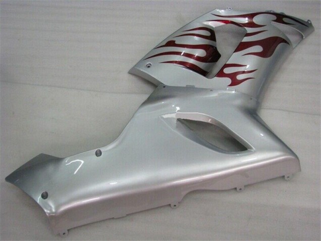 Carénage ZX6R 05-06 - Argent Rouge Flamme Carénage ZX6R 05-06 - Argent Rouge Flamme