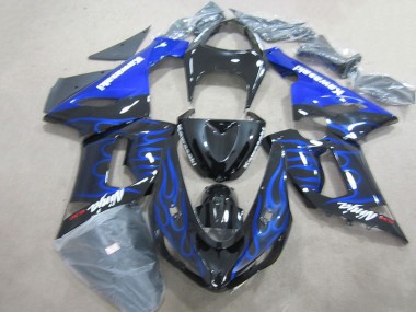 Carénage ZX6R 05-06 - Noir Bleu Flamme Ninja 636