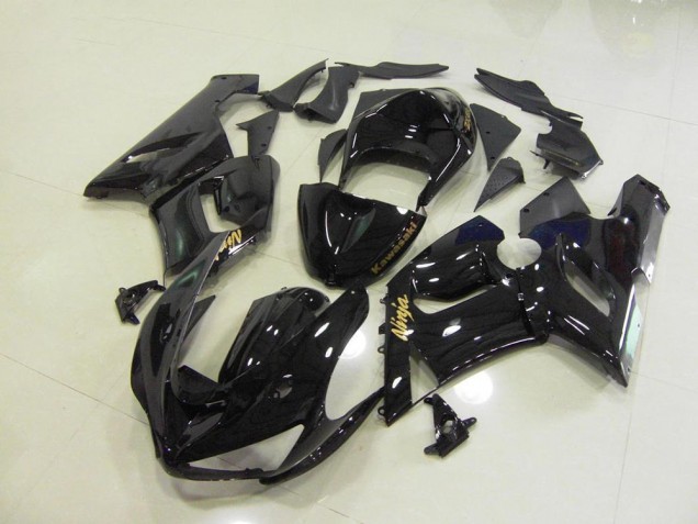 Carénage ZX6R 05-06 - Noir Brillant Or Décalque