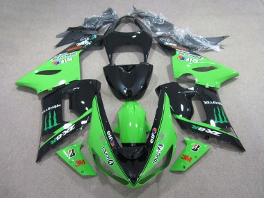 Carénage ZX6R 05-06 - Noir Vert 3M Touch4 Monster