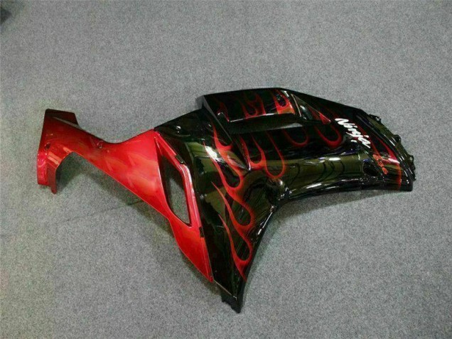 Carénage ZX6R 07-08 - Noir Rouge Flamme Carénage ZX6R 07-08 - Noir Rouge Flamme