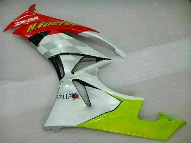 Carénage ZX6R 09-12 - Blanc Rouge H. Énergie