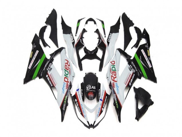 Carénage ZX6R 13-18 - Blanc Noir
