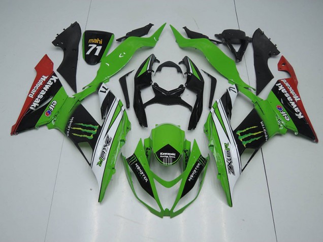 Carénage ZX6R 13-18 - Noir Vert Blanc Monster Carénage ZX6R 13-18 - Noir Vert Blanc Monster