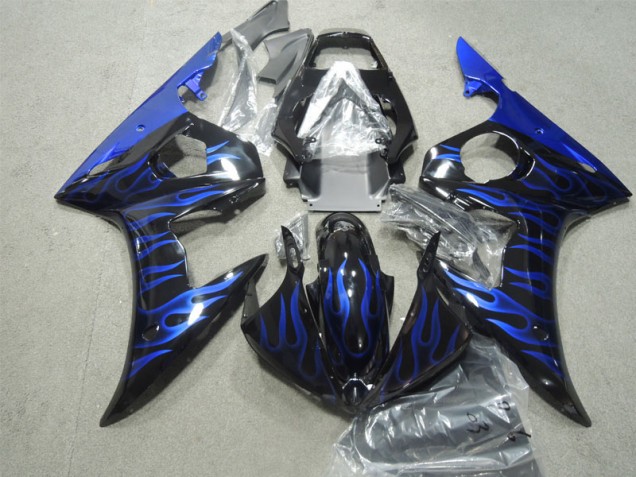 Carénages R6 03-05 - Noir Bleu Flamme Carénages R6 03-05 - Noir Bleu Flamme