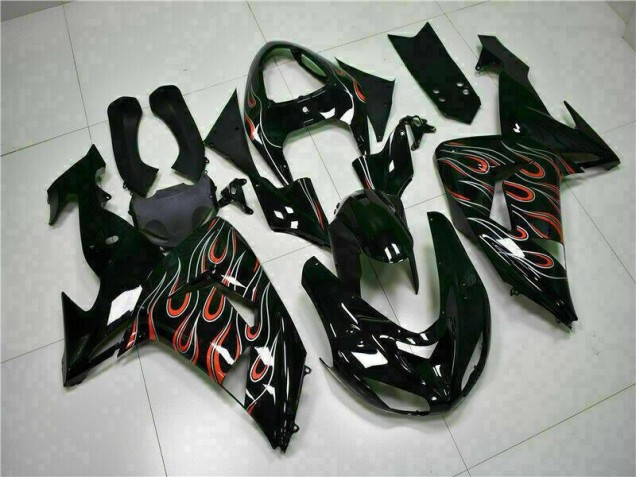 Carénages ZX10R 06-07 - Noir Rouge Flamme