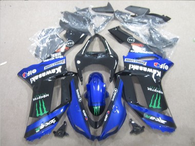 Carénages ZX6R 07-08 - Noir Bleu Vert Monster