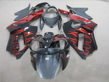 Carénages ZX6R 07-08 - Noir Rouge Flamme